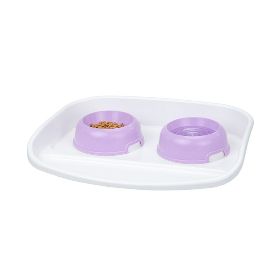 Ferplast plateau avec écuelles pour chats et chiens lindo double écuelle pour animaux, base en plastique résistant, pieds