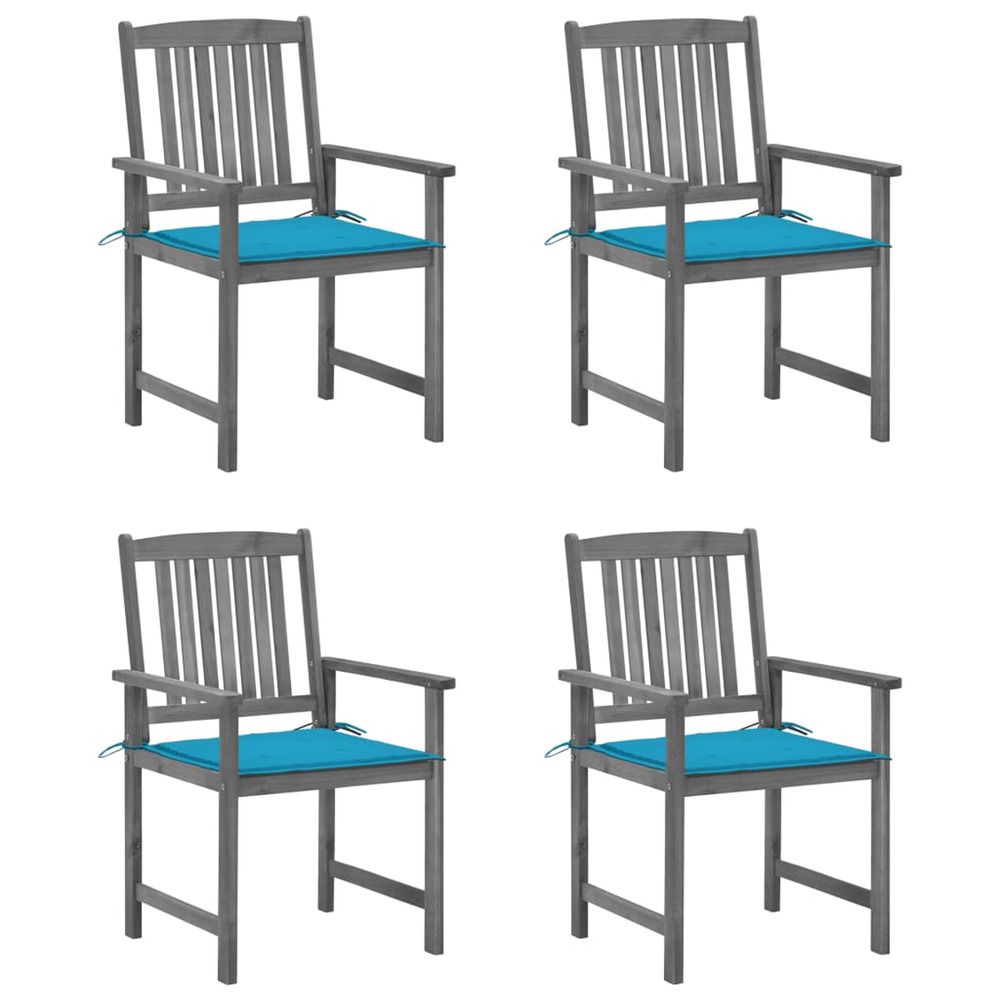 Chaises de jardin et coussins lot de 4 gris bois acacia massif