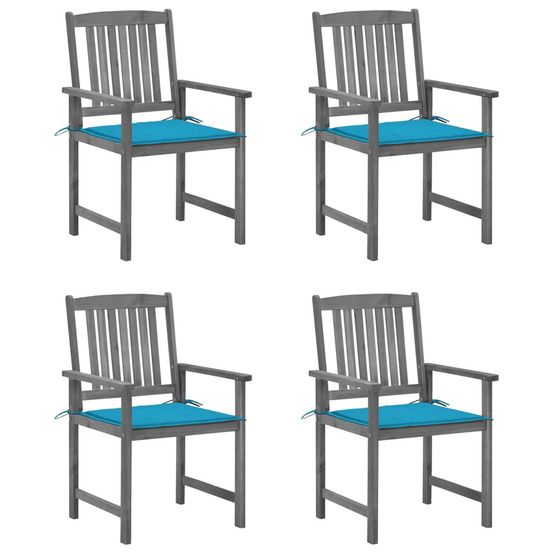 Chaises de jardin et coussins lot de 4 gris bois acacia massif