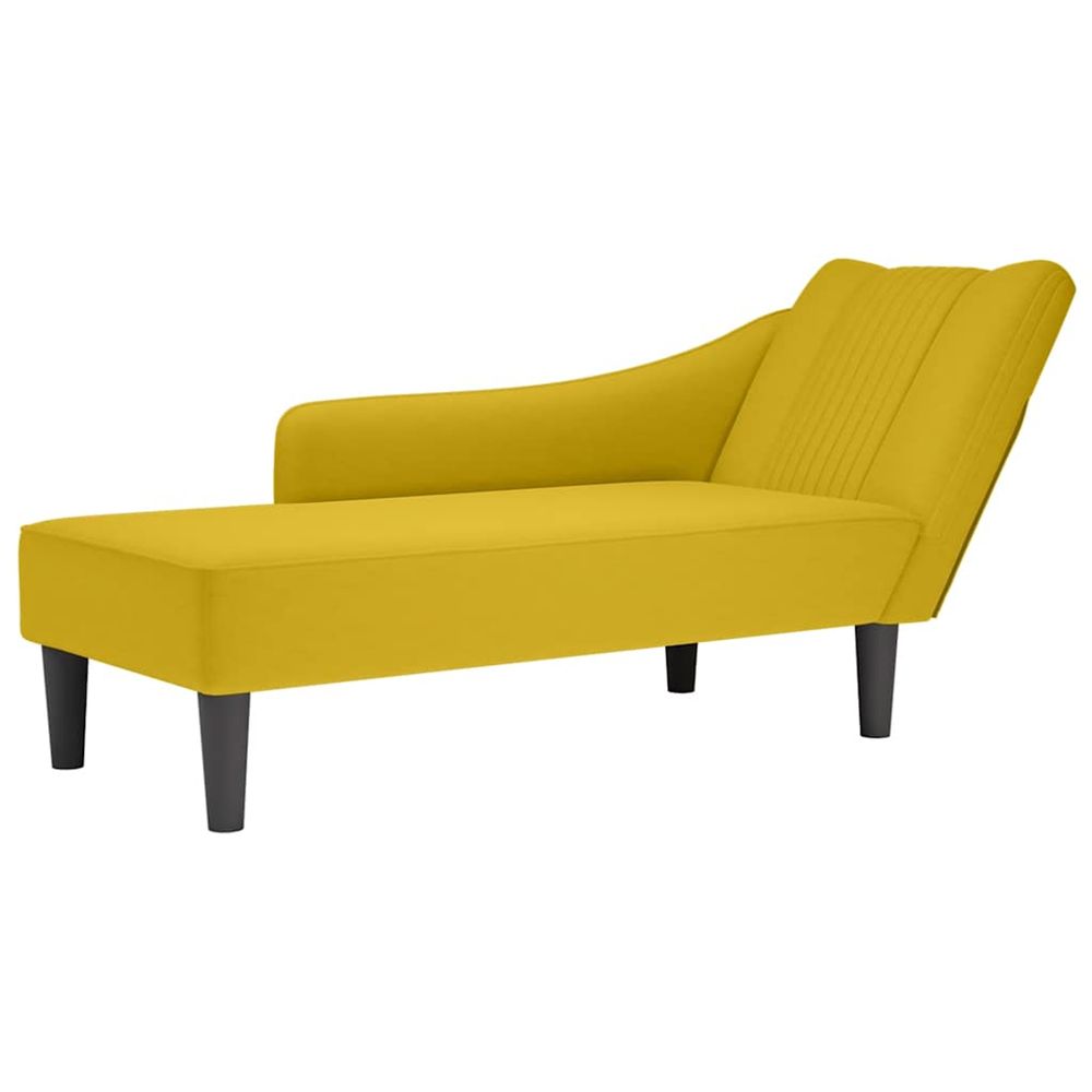 Fauteuil long avec accoudoir droit jaune velours