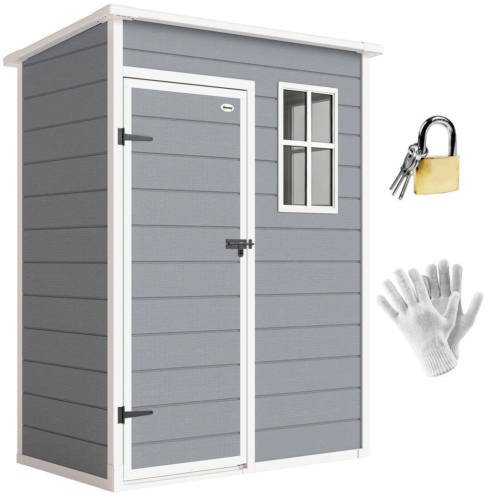 Abri de jardin résine aluminium extérieur remise outils porte sécurisée 151x92x193cm gris - comfortxl outdoor living