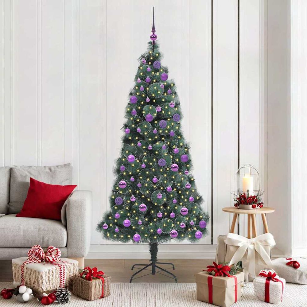 Kit sapin de noël vert 180cm tout-en-un, 300 led intégrées et 121 décorations