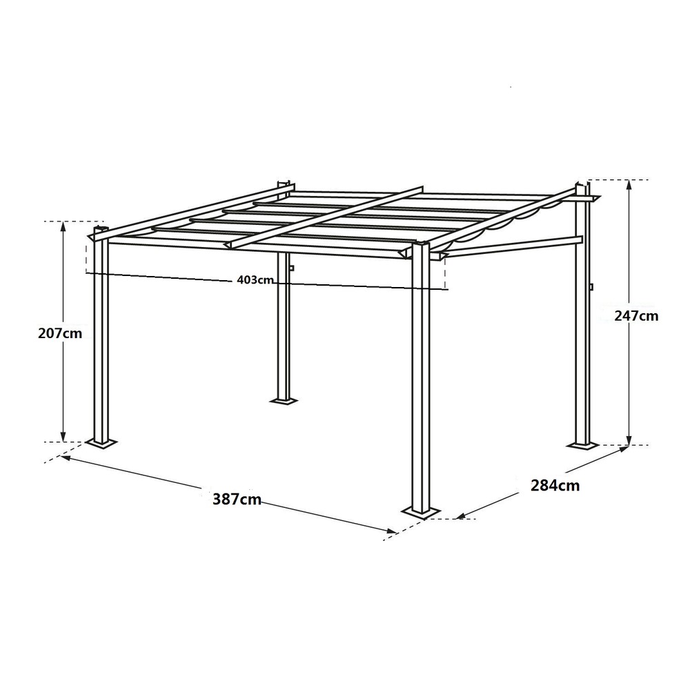Pergola murale 3 × 4m fréjus beige - structure aluminium