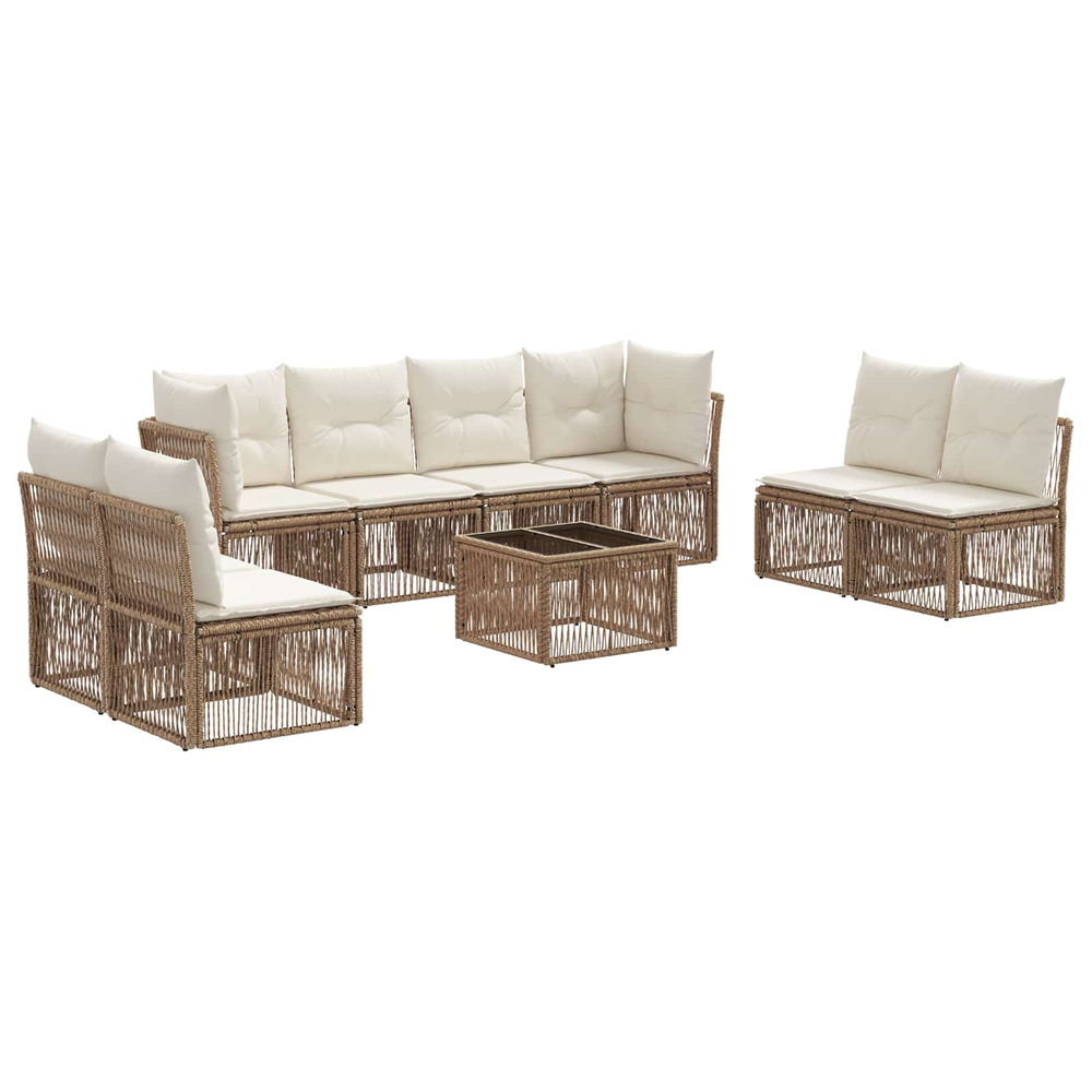 Ensemble de canapé de jardin 9 pcs beige polyrotin