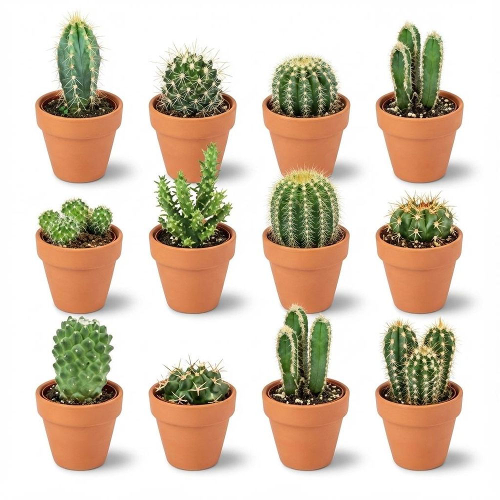 Mini cactus en pot terre cuite - lot de 12 - ø8cm - ↕10cm - plante d’intérieur