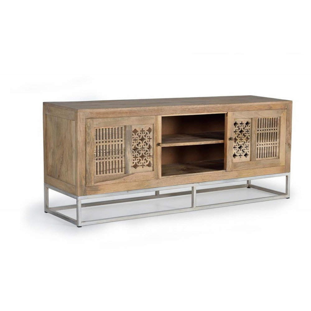 Meuble tv bois-fer marron - florelle décoration d'autrefois