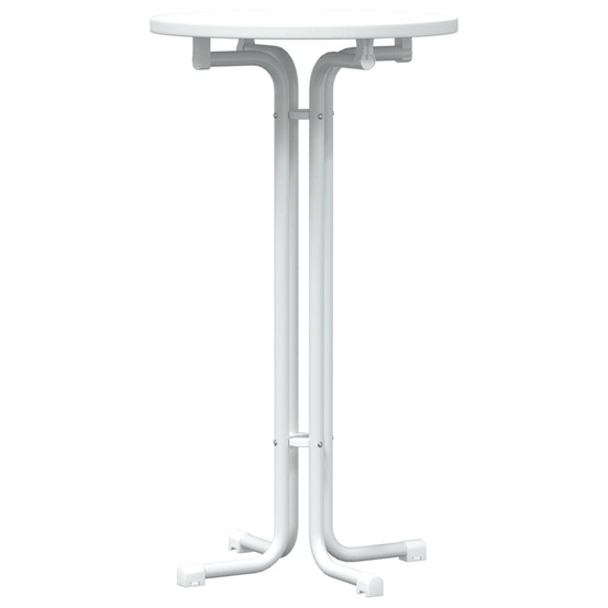 Table de bar blanc ø60x110 cm bois d'ingénierie et acier