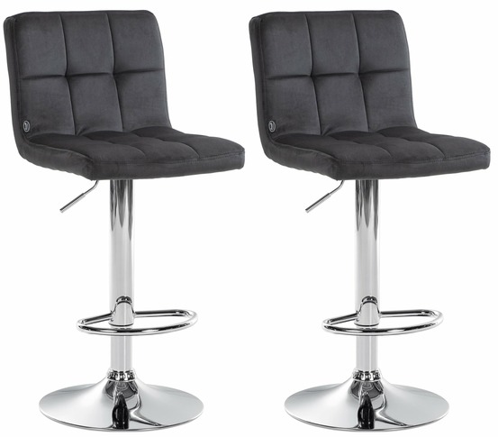 Lot de 2 tabourets de bar peru velours chrome