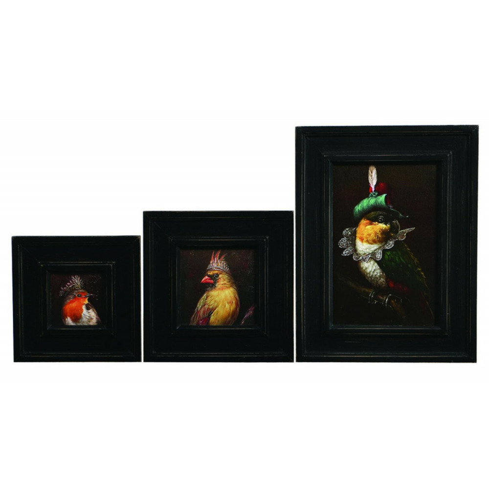 Tableau huiles anthropo (set de 3) bois multicolore - chic interior's