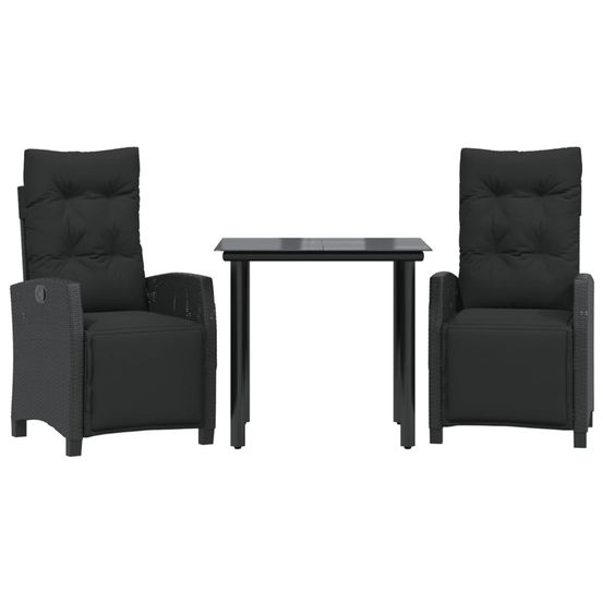 Ensemble à manger de jardin avec coussins 3 pcs noir