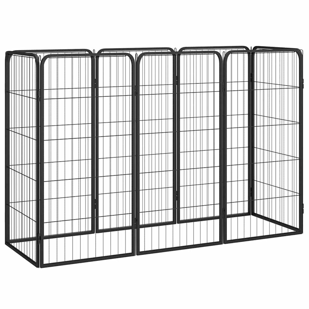 Petit parc chien acier 8 panneaux enclos noir 150cm