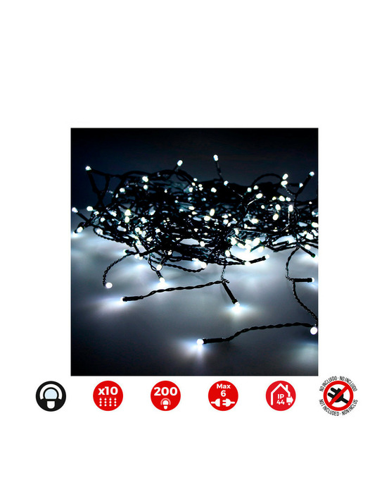 Rideau lumineux easy-connect 2x2m 10 bandes 200 led blanc froid 30v (usage int. Ext.) edm total 3,2w