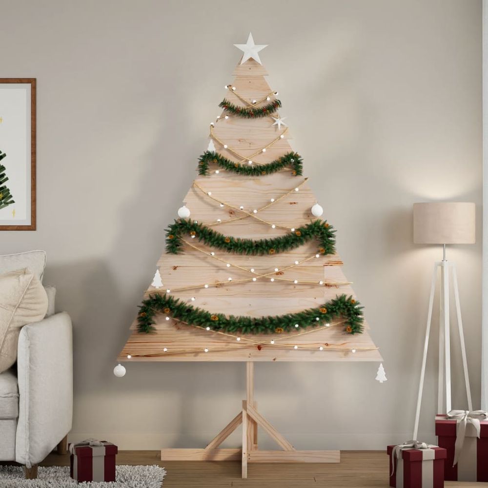 Grand sapin de noël en bois massif décoration rustique intérieur/extérieur 180 cm