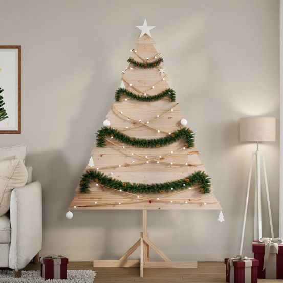 Grand sapin de noël en bois massif décoration rustique intérieur/extérieur 180 cm
