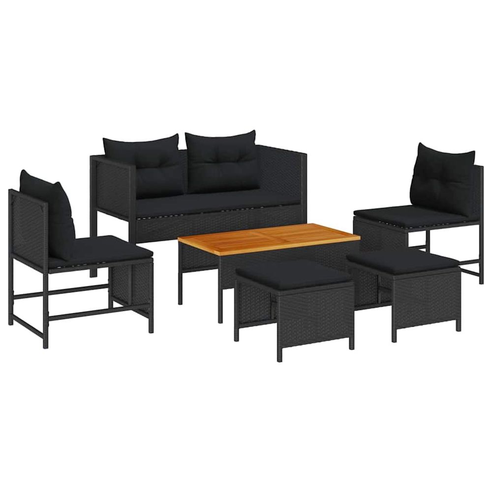Ensemble de canapé de jardin 6 pc noir polyrotin