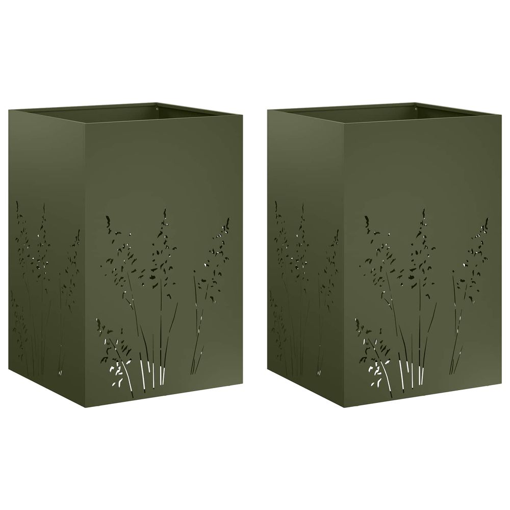Cache-pot de jardin 2 pc vert olive 50 x 50 x 75 cm