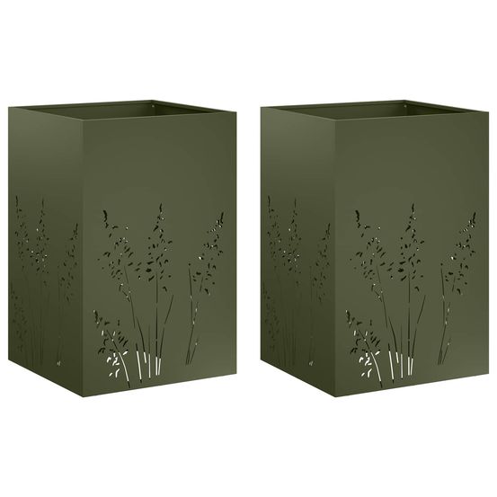 Cache-pot de jardin 2 pc vert olive 50 x 50 x 75 cm