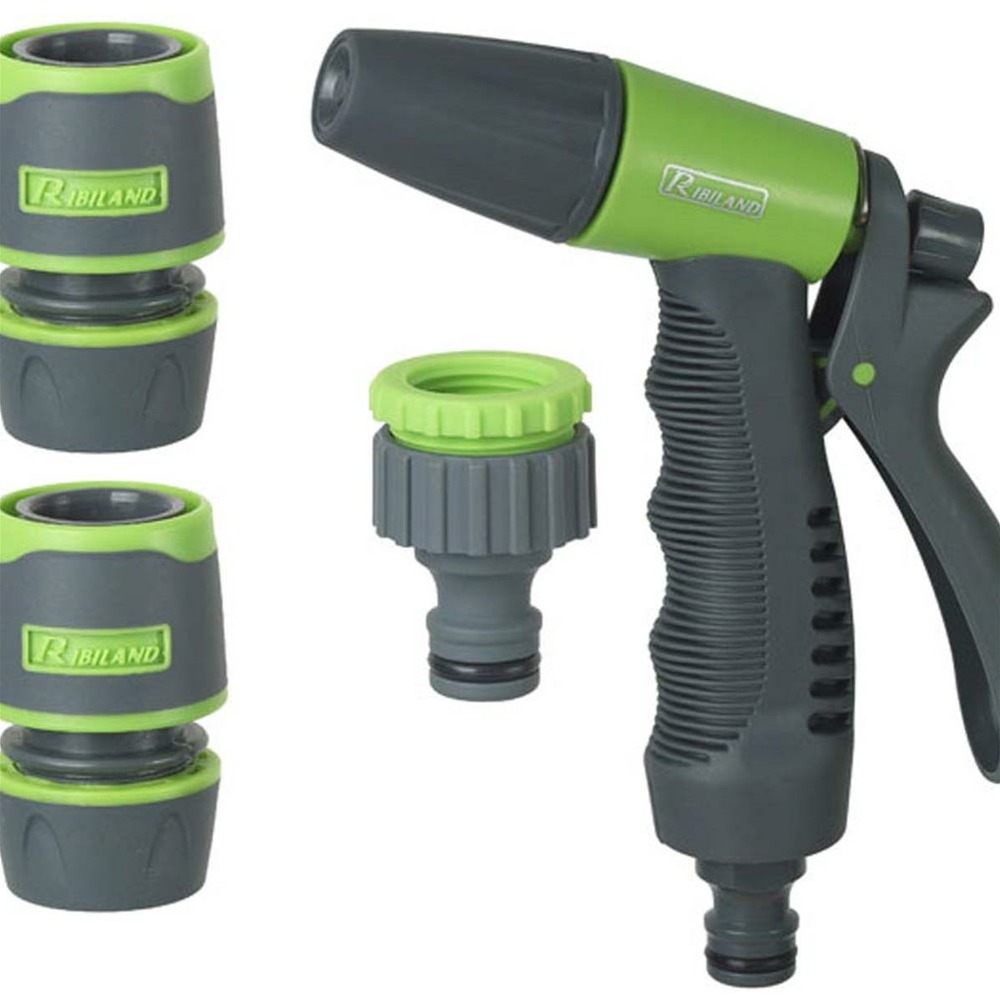Kit d'arrosage bi-matière soft-touch pistolet, 2raccords, nez de robinet