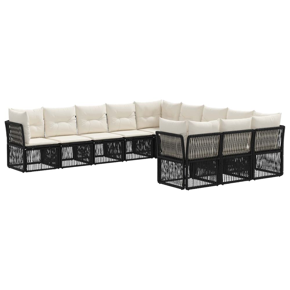 Ensemble de canapé de jardin 11 pc noir polyrotin