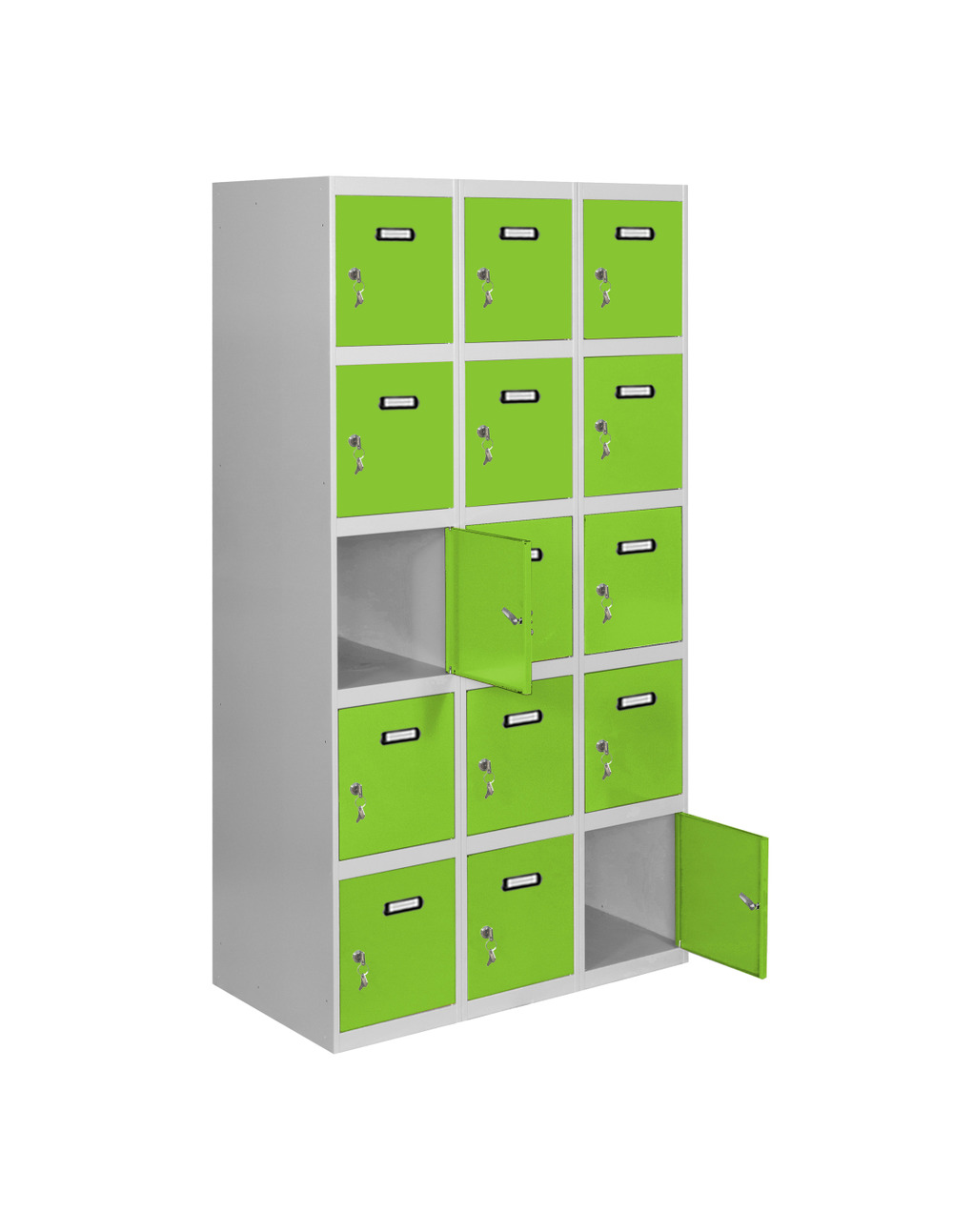 Casier-armoire simonlocker desm. 5 portes 3/15 400 (1200) gr/ve gris/vert 1800x1200x500 - simonrack