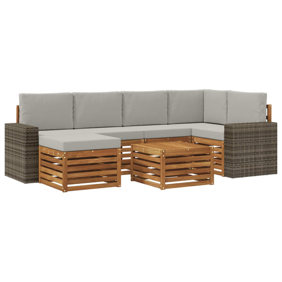 Ensemble de canapé d'angle 7 pcs naturel et gris clair