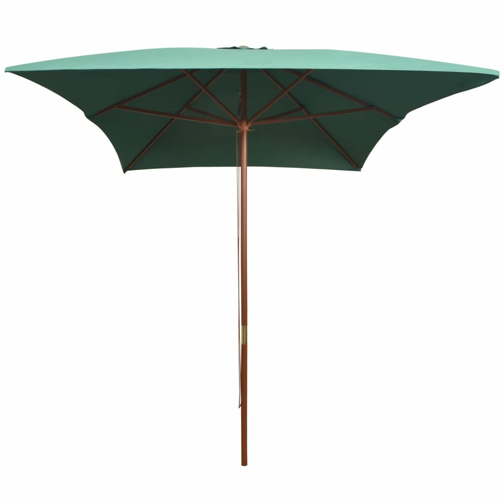 Parasol avec poteau en bois 200 x 300 cm vert