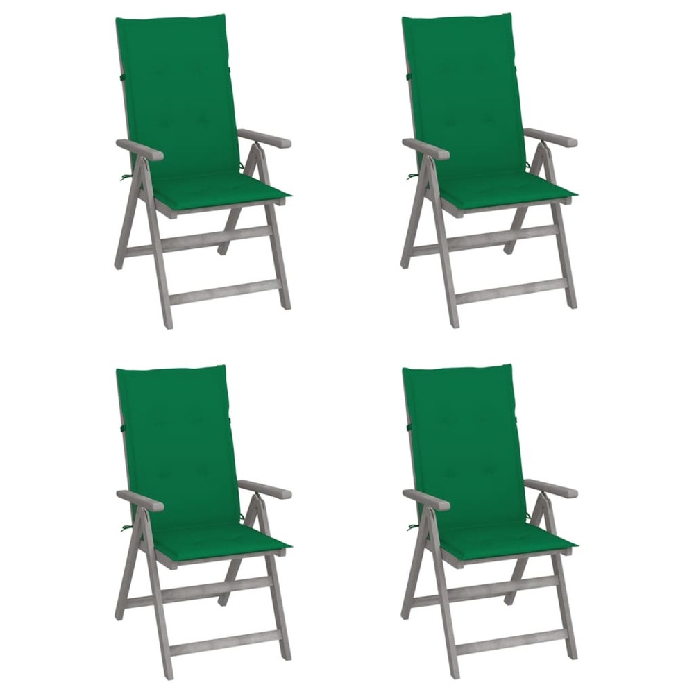 Chaises inclinables de jardin lot de 4 et coussins bois acacia