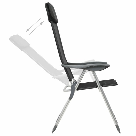 Chaises pliables de camping lot de 4 noir aluminium