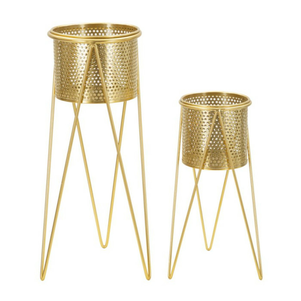 Lot de 2 cache-pots sur pieds iva 46cm or