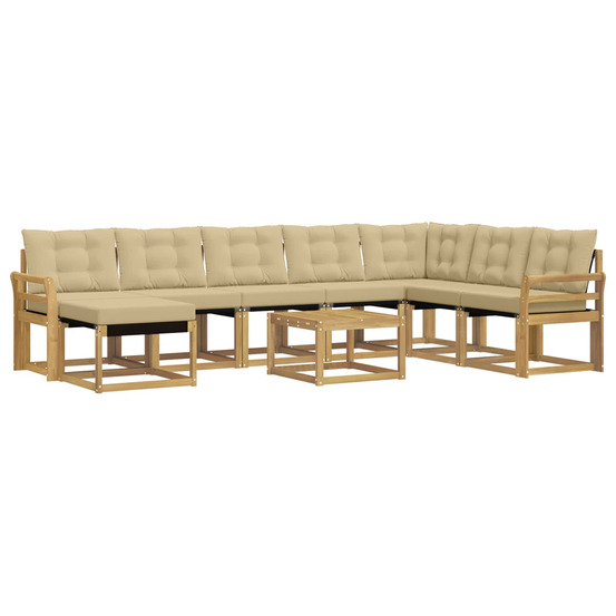 Ensemble de canapés d'extérieur 9 pcs blanc et beige
