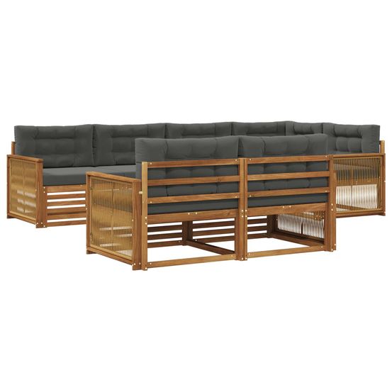Ensemble de canapés d'extérieur 7 pc naturel et anthracite