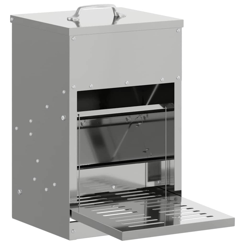 Nourrisseur à pédale pour poules argent 25 x 42 x 40 cm