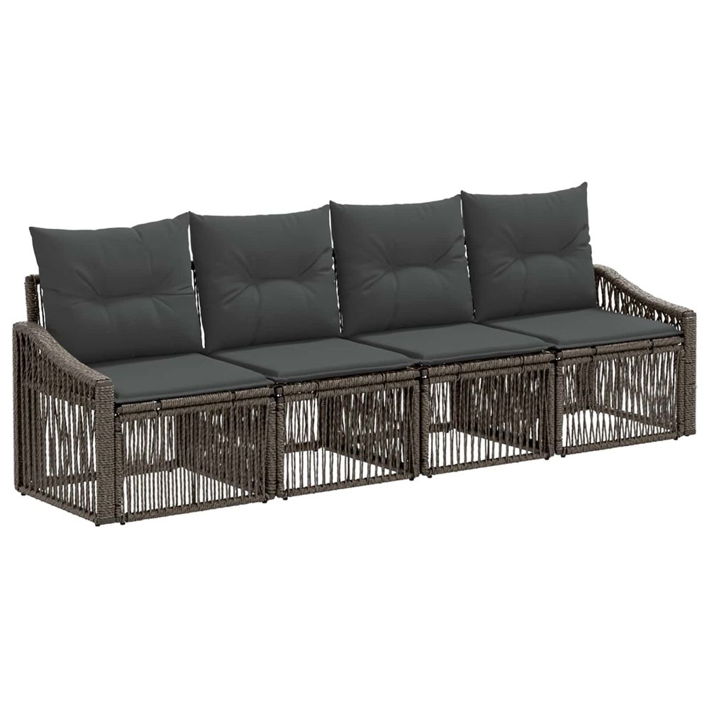 Ensemble de canapé de jardin 4 pc gris polyrotin