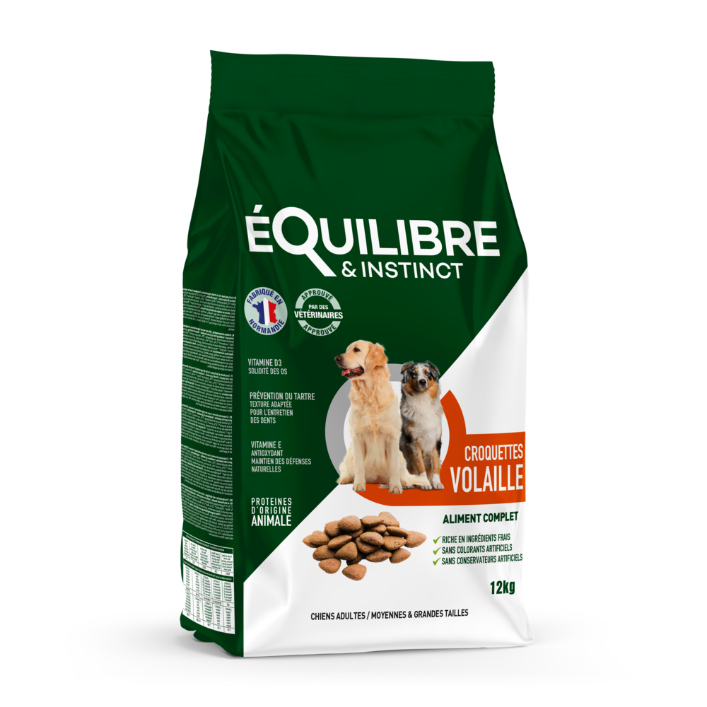Equilibre & instinct - croquettes à la volaille pour chien de moyenne et grande taille 12kg