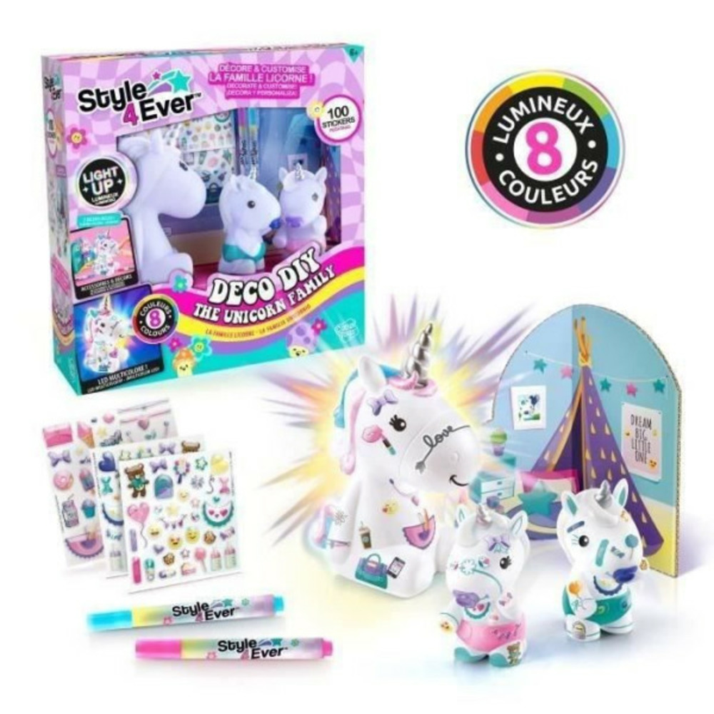 - la famille licorne, figurines de maman licorne lumineuse et des deux bébés a décorer - ofg 287