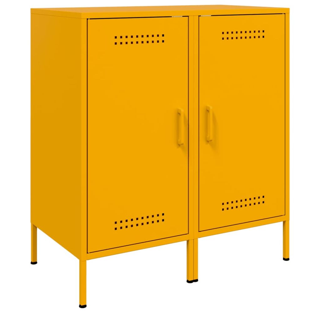Buffets 2 pcs jaune moutarde 36x39x79 cm acier
