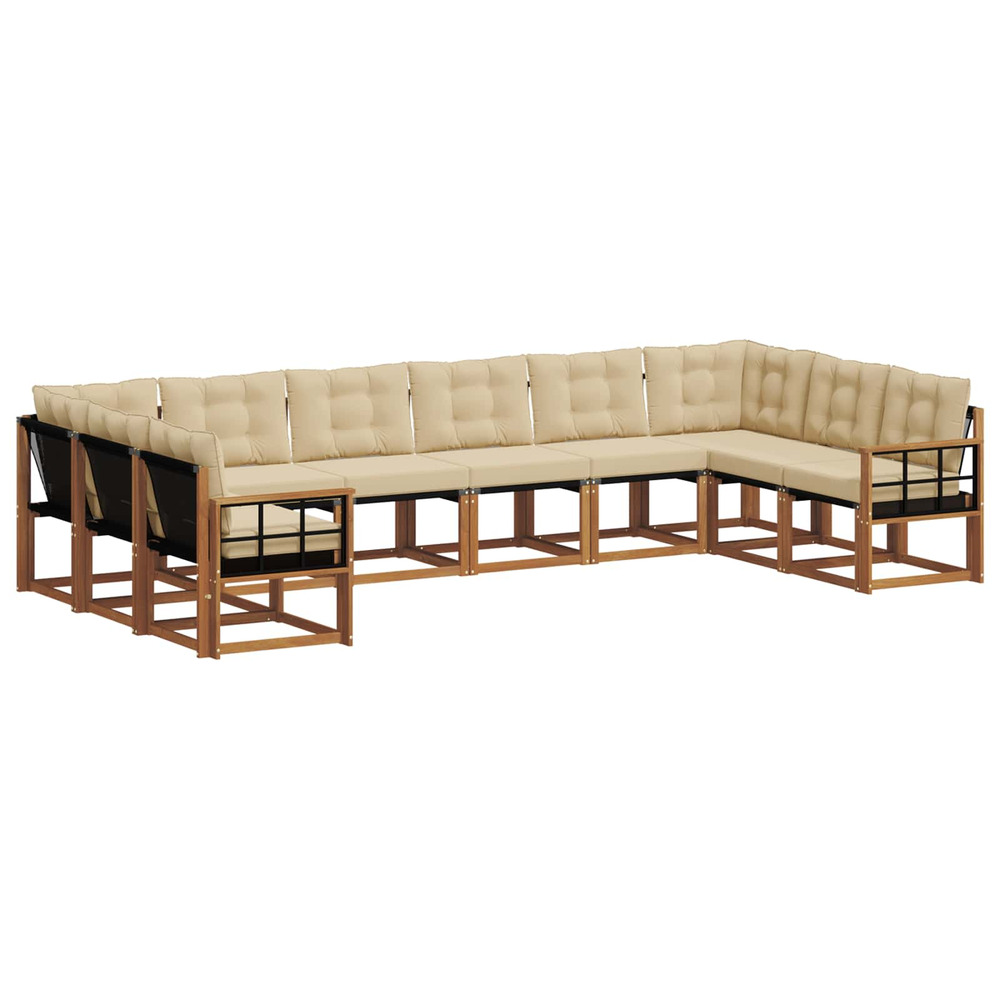 Ensemble de canapés d'extérieur 10 pcs naturel et beige