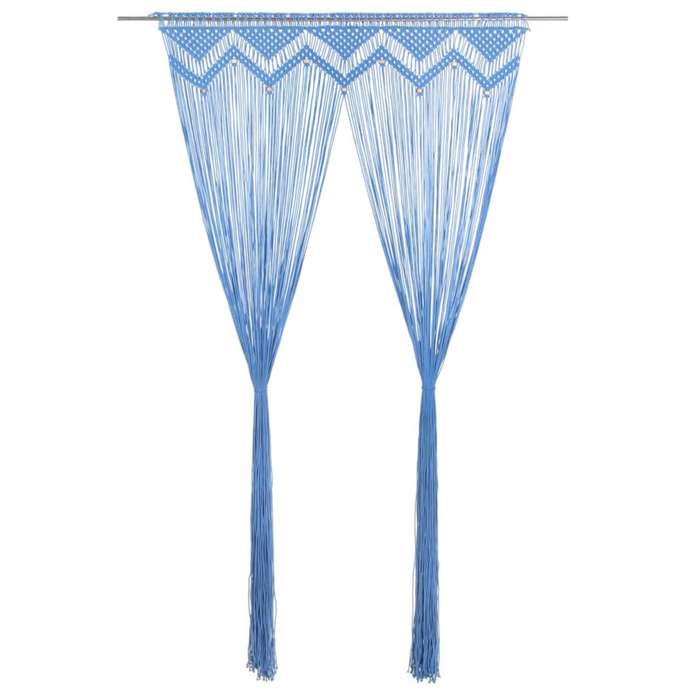 Rideau en macramé bleu 140x240 cm coton