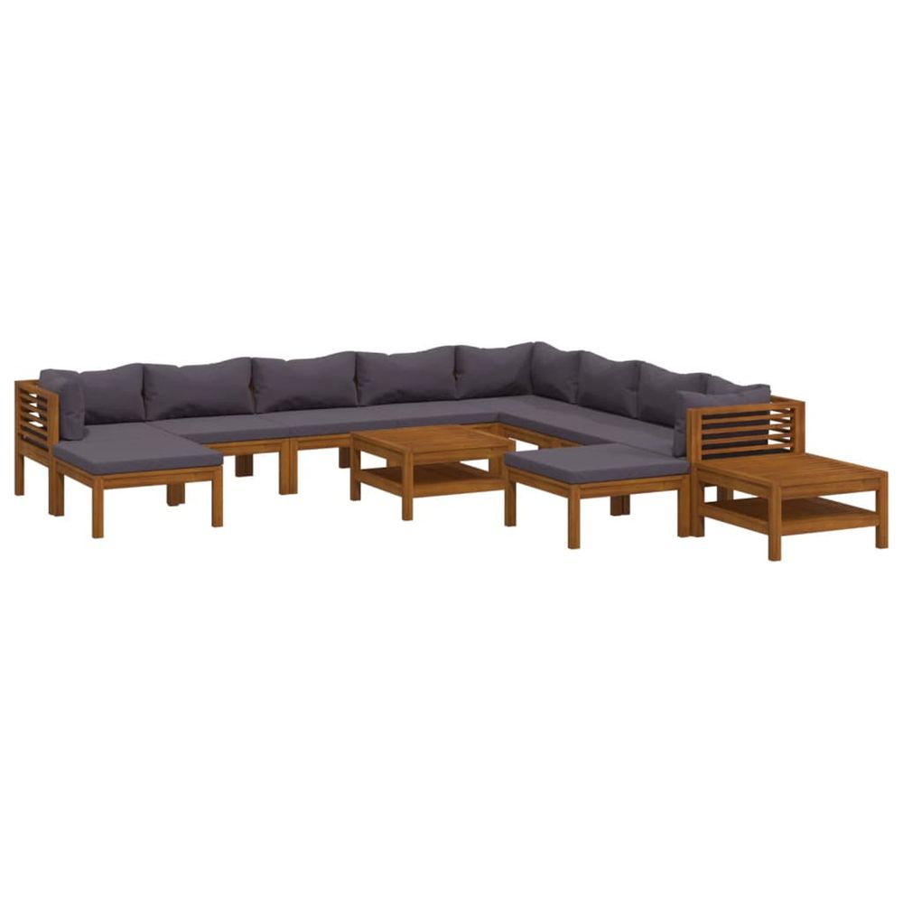 Salon de jardin 12 pcs avec coussin bois d'acacia solide