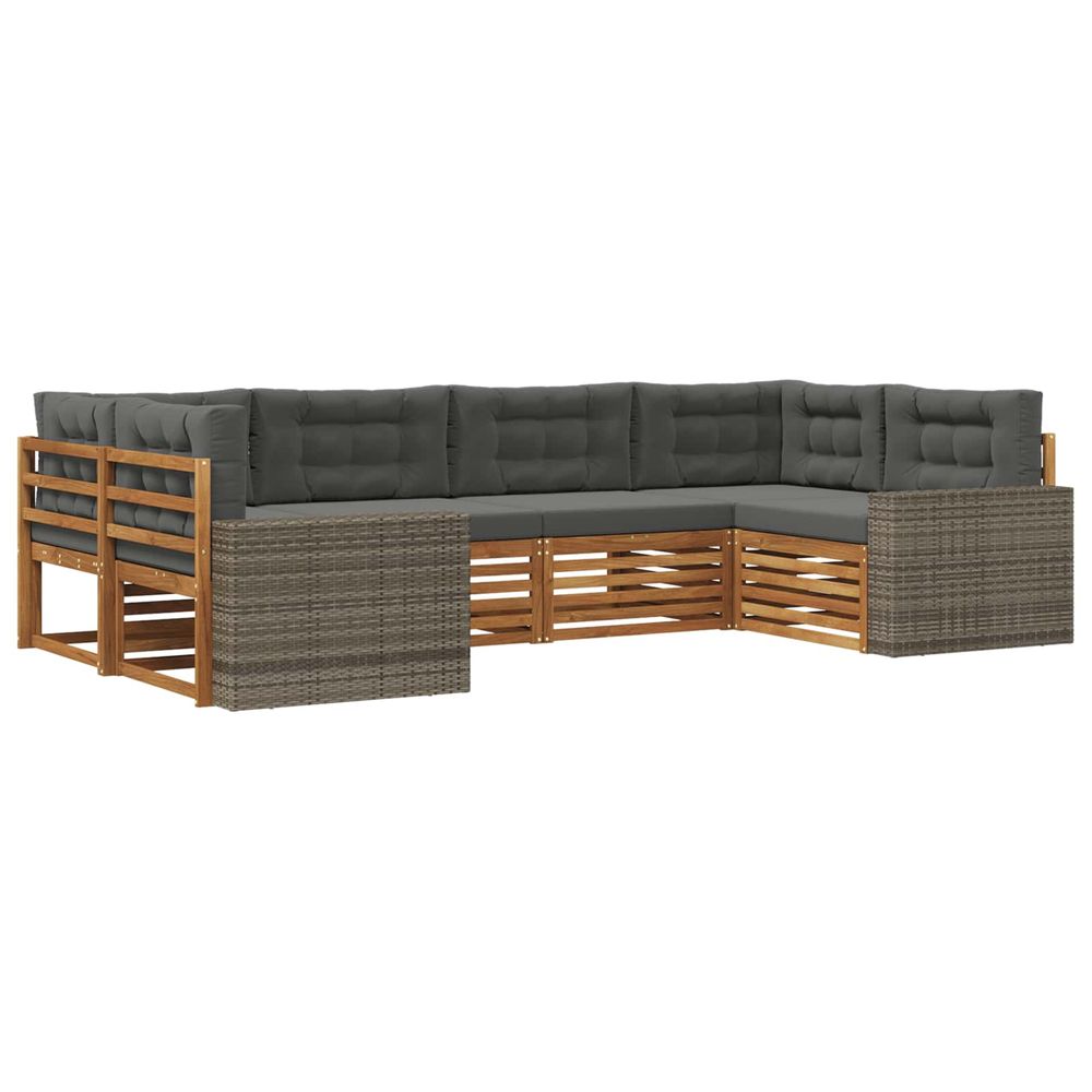 Ensemble de canapés d'extérieur 6 pc naturel et anthracite