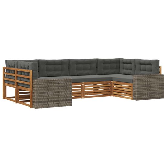 Ensemble de canapés d'extérieur 6 pc naturel et anthracite