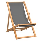 Chaise de plage pliable bois de teck solide gris