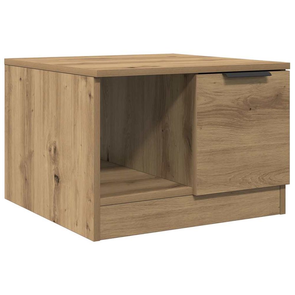 Table basse chêne artisanal 50x50x36 cm bois d'ingénierie