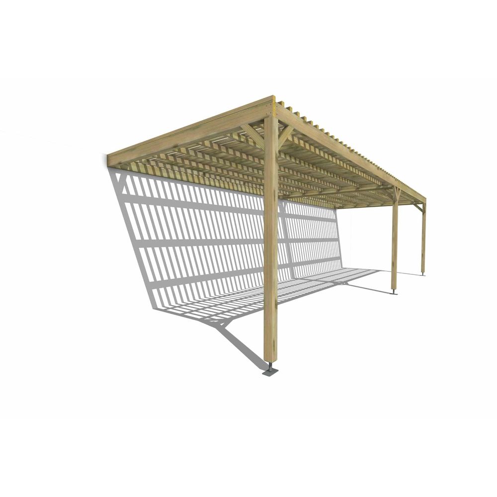 Pergola bois • 9m x 3m • adossée • sens largeur • lattage bois • livraison comprise