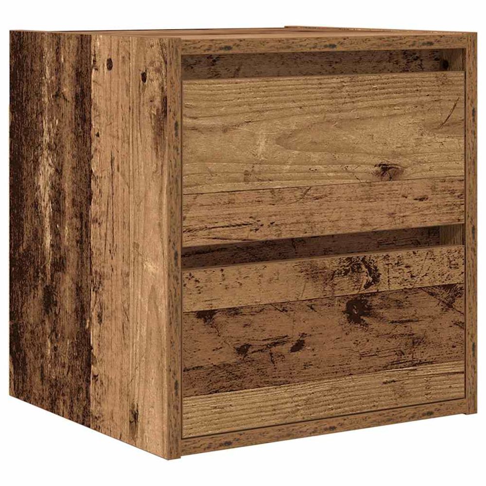 Table de chevet murale vieux bois 38x34x40 cm