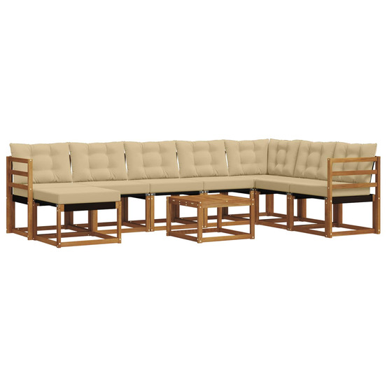 Ensemble de canapés d'extérieur 9 pcs naturel et beige