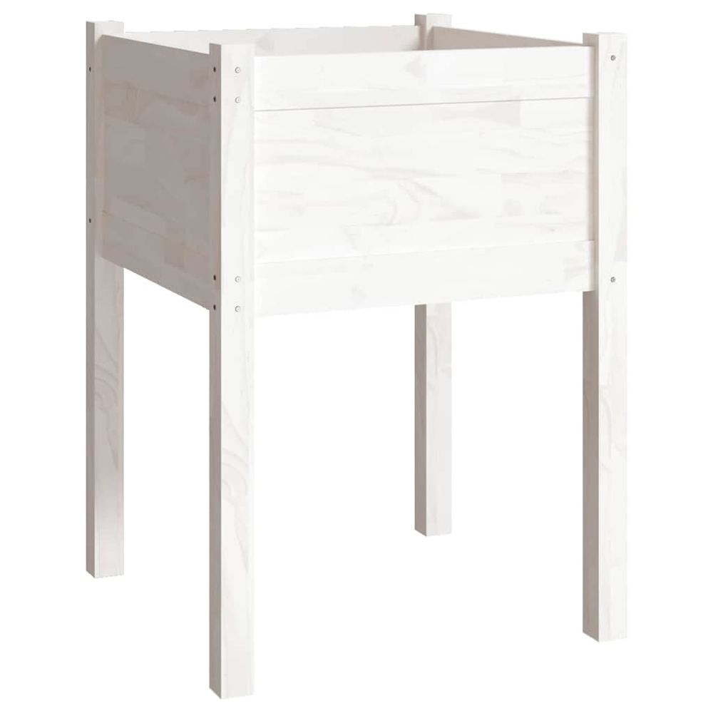 Jardinière blanc 50x50x70 cm bois de pin massif