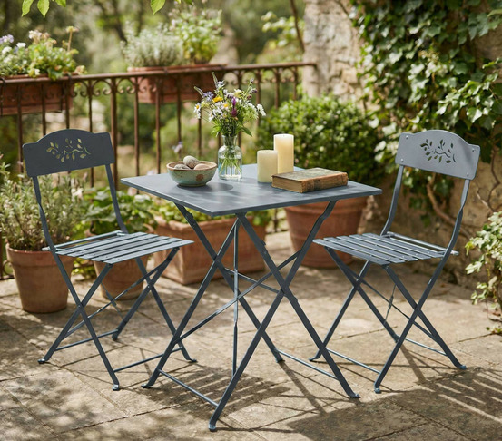 Ensemble table et chaises de jardin - 2 places - gris anthracite - florone