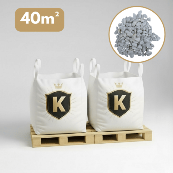 Galet marbre blanc 12/25 mm – pack 2 big bag +/- 1,5t – 40 m²