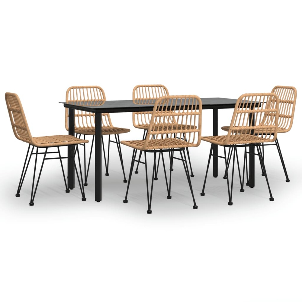 Ensemble à manger de jardin 7 pcs résine tressée